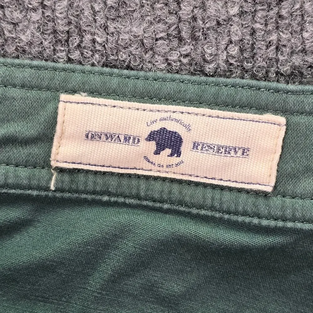 Onward Reserve Pants Mens 38x30 (38x29) Green 5 Pocket Stretch Casual Chino